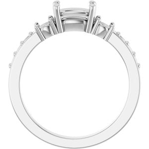 14K X1 White Gold 6.5x4.5 mm Elongated Cushion Ring Mounting – image 4
