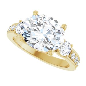 14K Yellow Gold 11x9 mm Oval Ring Mounting – image 8