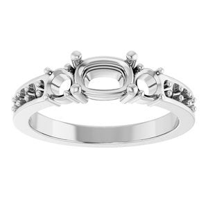 10K White Gold 6.5x4.5 mm Elongated Cushion Ring Mounting – image 6