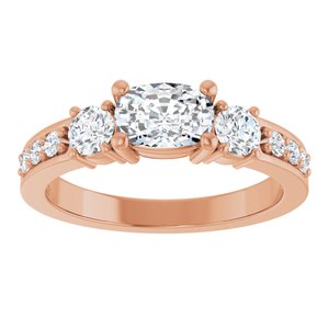 10K Rose Gold 6.5x4.5 mm Elongated Cushion Ring Mounting – image 5
