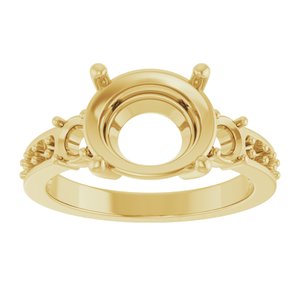 14K Yellow Gold 11x9 mm Oval Ring Mounting – image 6