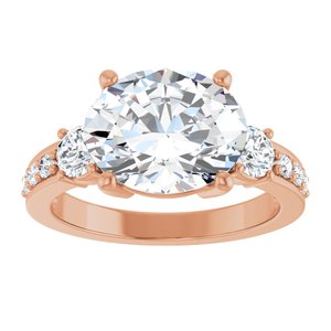 10K Rose Gold 11x9 mm Oval Ring Mounting – image 5