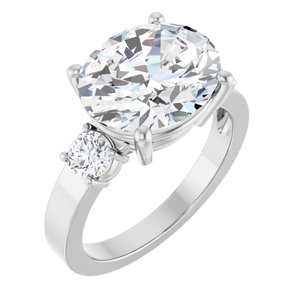 10K White Gold 12x10 mm Oval Ring Mounting