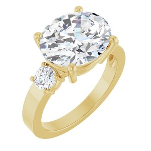 10K Yellow Gold 12x10 mm Oval Ring Mounting