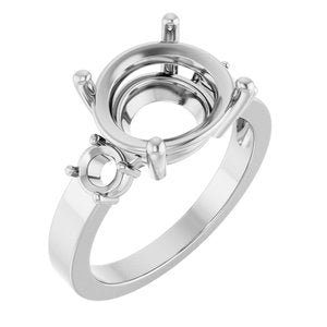 14K X1 White Gold 12x10 mm Oval Ring Mounting – image 2