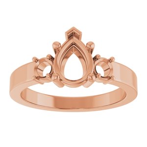 10K Rose Gold 8x6 mm Pear Ring Mounting – image 6