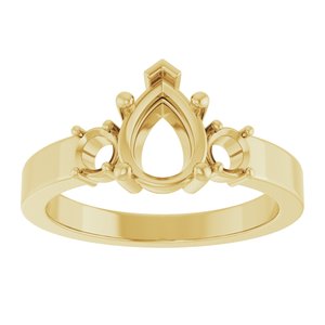 18K Yellow Gold 8x6 mm Pear Ring Mounting – image 6