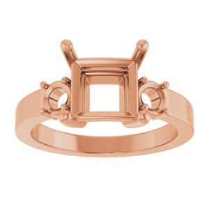 14K Rose Gold 7.5x7.5 mm Square Ring Mounting – image 6