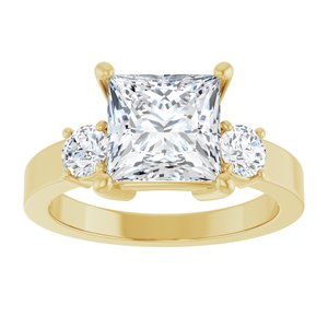 10K Yellow Gold 7.5x7.5 mm Square Ring Mounting – image 5