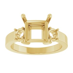 14K Yellow Gold 7.5x7.5 mm Square Ring Mounting – image 6