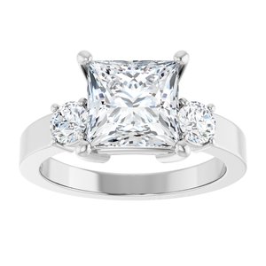 14K White Gold 7.5x7.5 mm Square Ring Mounting – image 5