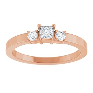 18K Rose Gold 3x3 mm Square Ring Mounting – image 5
