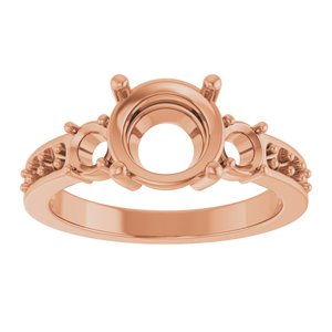 18K Rose Gold 8 mm Round Ring Mounting – image 6