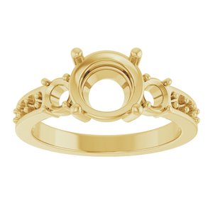 10K Yellow Gold 8 mm Round Ring Mounting – image 6