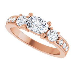 10K Rose Gold 6.5x4.5 mm Elongated Cushion Ring Mounting – image 8