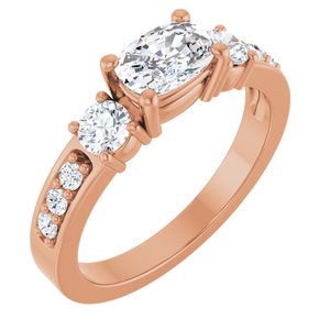14K Rose Gold 6.5x4.5 mm Elongated Cushion Ring Mounting