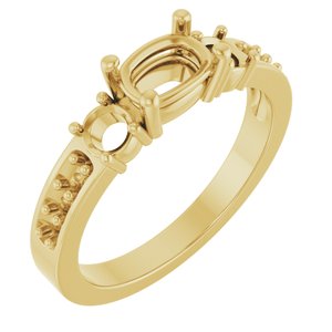 10K Yellow Gold 6.5x4.5 mm Elongated Cushion Ring Mounting – image 2