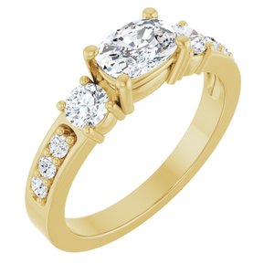 10K Yellow Gold 6.5x4.5 mm Elongated Cushion Ring Mounting