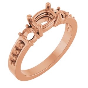 18K Rose Gold 6.5x4.5 mm Elongated Cushion Ring Mounting – image 2