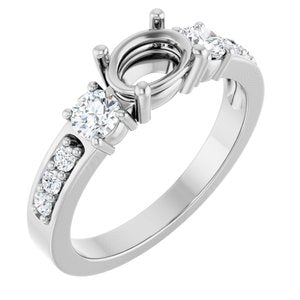Sterling Silver 7x5 mm Oval 1/2 CTW Lab-Grown Diamond Semi-Set Ring – image 2