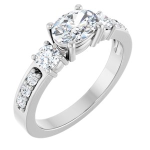 14K White Gold 7x5 mm Oval 1/2 CTW Natural Diamond Semi-Set Ring