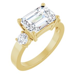 14K Yellow Gold 10x7 mm Emerald Ring Mounting