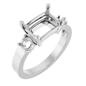 10K White Gold 10x7 mm Emerald Ring Mounting – image 2