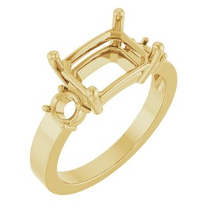 10K Yellow Gold 10x7 mm Emerald Ring Mounting – image 2