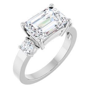 14K White Gold 10x7 mm Emerald Ring Mounting