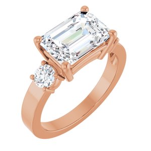 14K Rose Gold 10x7 mm Emerald Ring Mounting