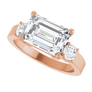 18K Rose Gold 10x7 mm Emerald Ring Mounting – image 8