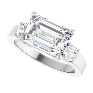 14K X1 White Gold 10x7 mm Emerald Ring Mounting – image 8