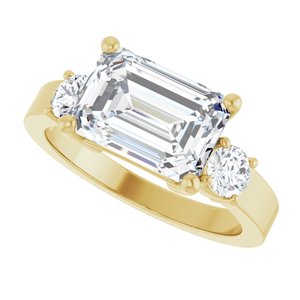 10K Yellow Gold 10x7 mm Emerald Ring Mounting – image 8