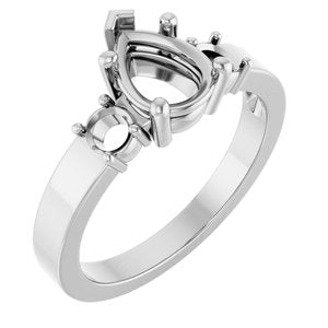 14K X1 White Gold 8x6 mm Pear Ring Mounting – image 2