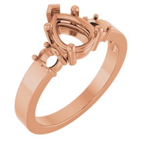 14K Rose Gold 8x6 mm Pear Ring Mounting – image 2