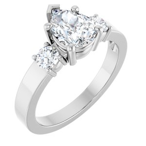 Platinum 8x6 mm Pear Ring Mounting