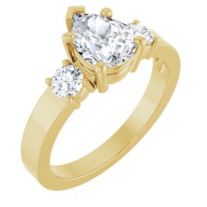 14K Yellow Gold 8x6 mm Pear Ring Mounting