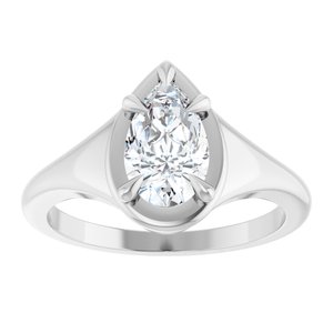 14K X1 White Gold 9x5.5 mm Pear Ring Mounting – image 5