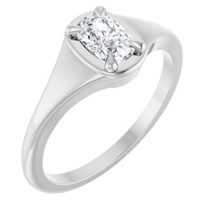 14K X1 White Gold 6x4 mm Elongated Cushion Ring Mounting