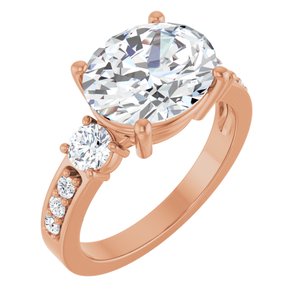 10K Rose Gold 11x9 mm Oval Ring Mounting