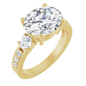 10K Yellow Gold 11x9 mm Oval Ring Mounting
