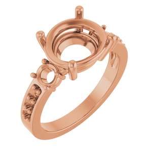 10K Rose Gold 11x9 mm Oval Ring Mounting – image 2