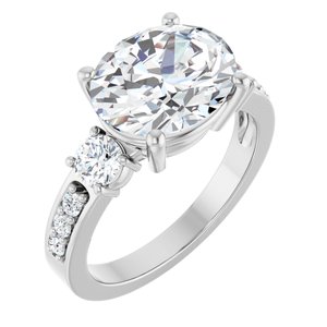 18K White Gold 11x9 mm Oval Ring Mounting
