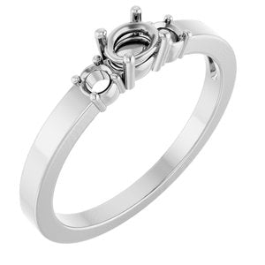14K White Gold 4.5x3.5 mm Oval Ring Mounting – image 2