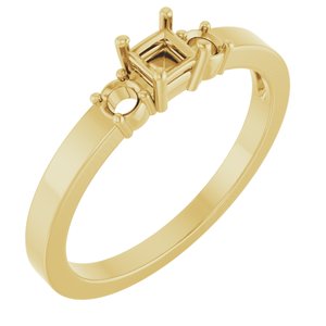 14K Yellow Gold 3x3 mm Square Ring Mounting – image 2