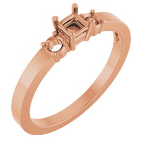 18K Rose Gold 3x3 mm Square Ring Mounting – image 2