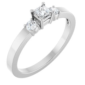 14K X1 White Gold 3x3 mm Square Ring Mounting