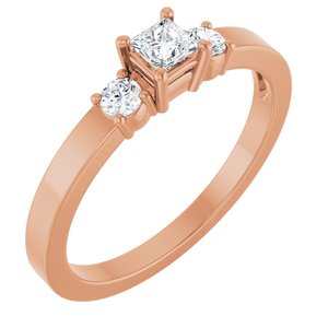 18K Rose Gold 3x3 mm Square Ring Mounting