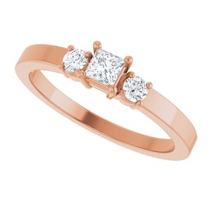 18K Rose Gold 3x3 mm Square Ring Mounting – image 8
