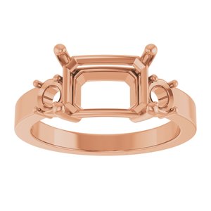 14K Rose Gold 10x7 mm Emerald Ring Mounting – image 6